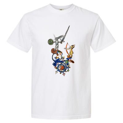 Weird Medieval Bestiary Killer Rabbits With Sword And Bow Garment-Dyed Heavyweight T-Shirt