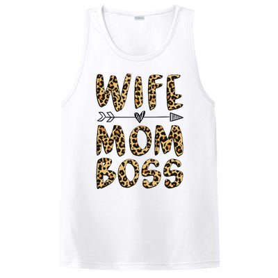 Wife Mom Boss Leopard Mother's Day PosiCharge Competitor Tank