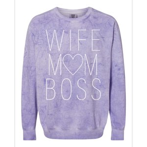 Wife Mom Boss Silver Foil Gift Colorblast Crewneck Sweatshirt