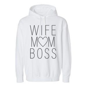 Wife Mom Boss Silver Foil Gift Garment-Dyed Fleece Hoodie