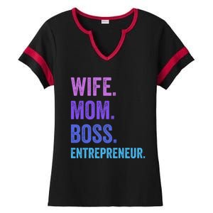 Wife Mom Boss Entrepreneur Funny Mom Wife Sayings Gift Ladies Halftime Notch Neck Tee