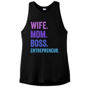 Wife Mom Boss Entrepreneur Funny Mom Wife Sayings Gift Ladies PosiCharge Tri-Blend Wicking Tank