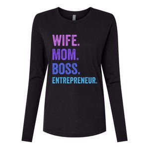 Wife Mom Boss Entrepreneur Funny Mom Wife Sayings Gift Womens Cotton Relaxed Long Sleeve T-Shirt