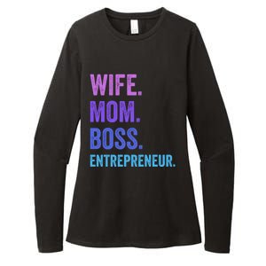 Wife Mom Boss Entrepreneur Funny Mom Wife Sayings Gift Womens CVC Long Sleeve Shirt