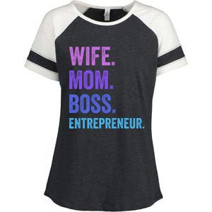 Wife Mom Boss Entrepreneur Funny Mom Wife Sayings Gift Enza Ladies Jersey Colorblock Tee