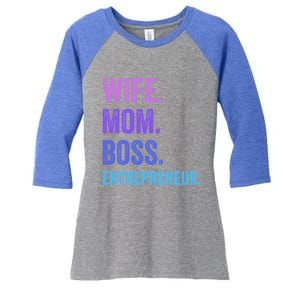 Wife Mom Boss Entrepreneur Funny Mom Wife Sayings Gift Women's Tri-Blend 3/4-Sleeve Raglan Shirt