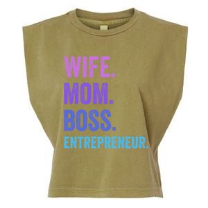 Wife Mom Boss Entrepreneur Funny Mom Wife Sayings Gift Garment-Dyed Women's Muscle Tee