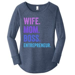 Wife Mom Boss Entrepreneur Funny Mom Wife Sayings Gift Women's Perfect Tri Tunic Long Sleeve Shirt