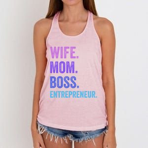 Wife Mom Boss Entrepreneur Funny Mom Wife Sayings Gift Women's Knotted Racerback Tank