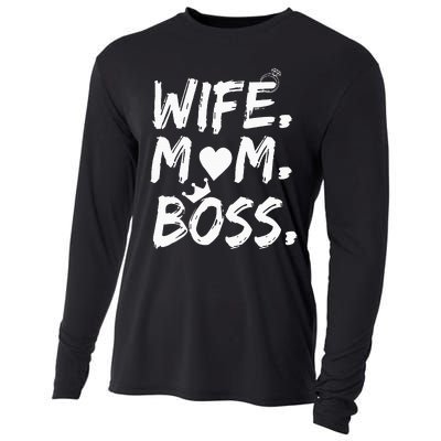 Wife Mom Boss Funny MotherS Day Cooling Performance Long Sleeve Crew