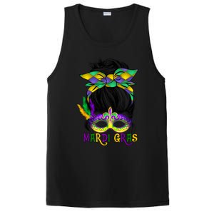 Wo Messy Bun Mardi Gras Feathered Mask Mardi Gras Party Gift PosiCharge Competitor Tank