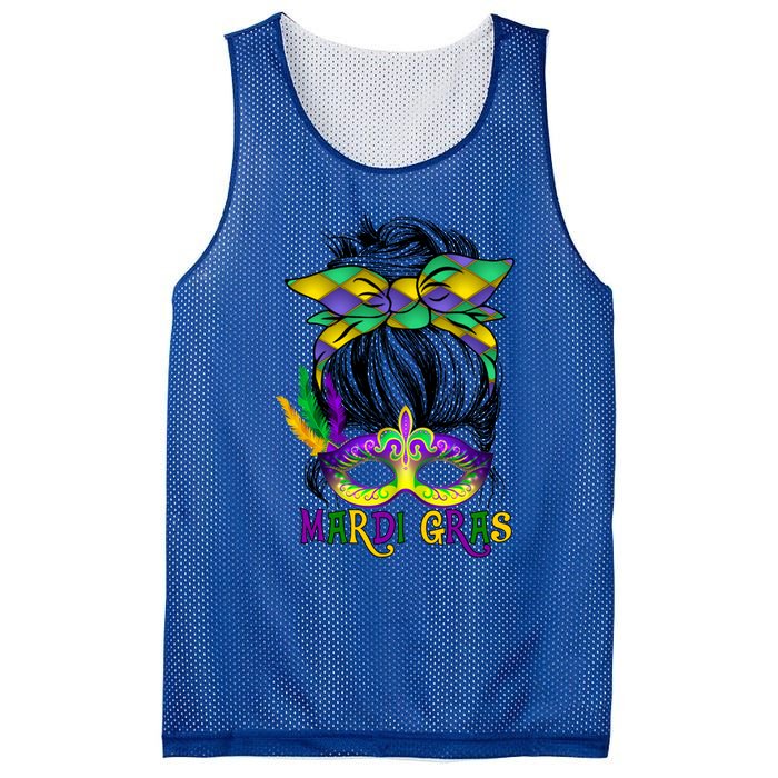 Wo Messy Bun Mardi Gras Feathered Mask Mardi Gras Party Gift Mesh Reversible Basketball Jersey Tank