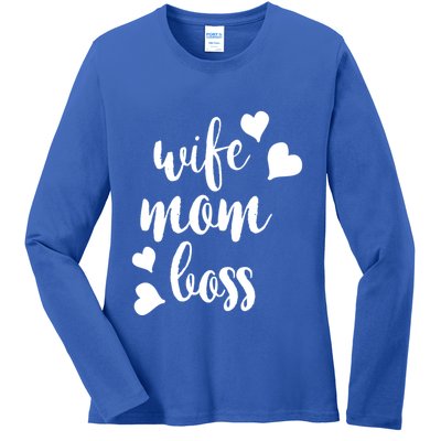 Wife Mom Boss Meaningful Gift Ladies Long Sleeve Shirt