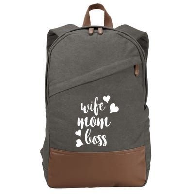 Wife Mom Boss Meaningful Gift Cotton Canvas Backpack