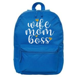 Wife Mom Boss Golden Heart Love Gift For Working Mama Cute Great Gift 16 in Basic Backpack