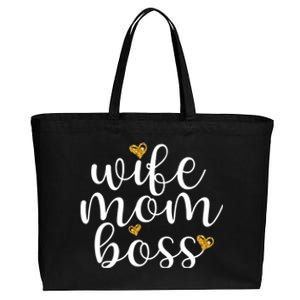 Wife Mom Boss Golden Heart Love Gift For Working Mama Cute Great Gift Cotton Canvas Jumbo Tote