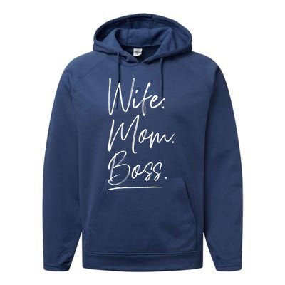 Wife Mom Boss Gift Performance Fleece Hoodie