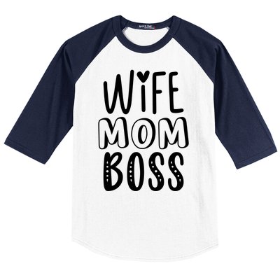 Wife Mom Boss Cute Gift Baseball Sleeve Shirt