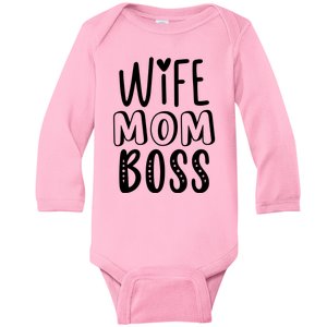 Wife Mom Boss Cute Gift Baby Long Sleeve Bodysuit