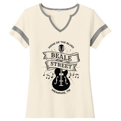 Womens Memphis Beale Street Tennessee Blues VNeck Ladies Halftime Notch Neck Tee