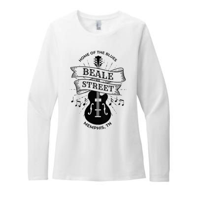 Womens Memphis Beale Street Tennessee Blues VNeck Womens CVC Long Sleeve Shirt