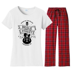 Womens Memphis Beale Street Tennessee Blues VNeck Women's Flannel Pajama Set