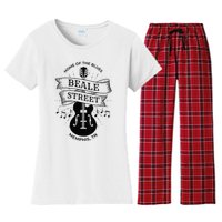 Womens Memphis Beale Street Tennessee Blues VNeck Women's Flannel Pajama Set