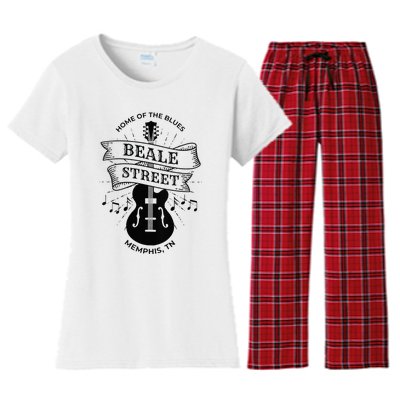 Womens Memphis Beale Street Tennessee Blues VNeck Women's Flannel Pajama Set