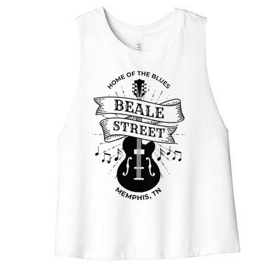 Womens Memphis Beale Street Tennessee Blues VNeck Women's Racerback Cropped Tank