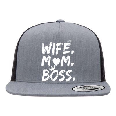 Wife Mom Boss Funny Mothers Day Flat Bill Trucker Hat