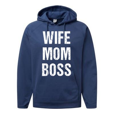 Wife Mom Boss Gift Performance Fleece Hoodie