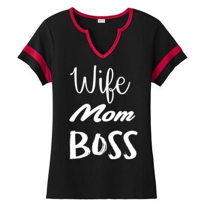 Wife Mom Boss Cute Gift Ladies Halftime Notch Neck Tee