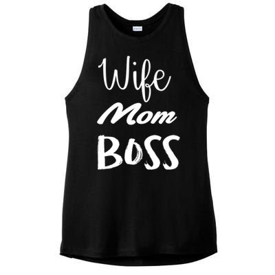 Wife Mom Boss Cute Gift Ladies PosiCharge Tri-Blend Wicking Tank