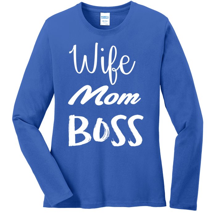 Wife Mom Boss Cute Gift Ladies Long Sleeve Shirt