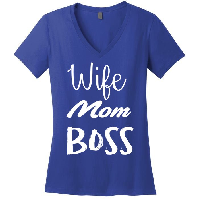 Wife Mom Boss Cute Gift Women's V-Neck T-Shirt