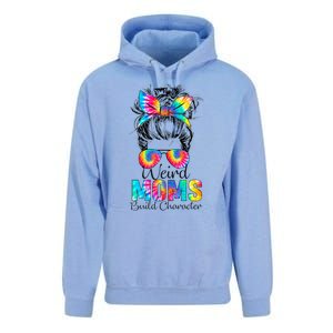 Weird Moms Build Character Tie Dye Messy Bun Mothers Day Unisex Surf Hoodie