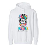 Weird Moms Build Character Tie Dye Messy Bun Mothers Day Garment-Dyed Fleece Hoodie