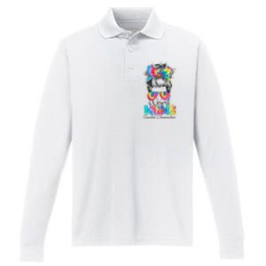 Weird Moms Build Character Tie Dye Messy Bun Mothers Day Performance Long Sleeve Polo