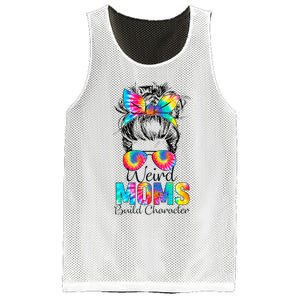 Weird Moms Build Character Tie Dye Messy Bun Mothers Day Mesh Reversible Basketball Jersey Tank