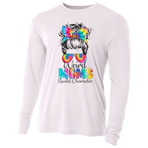 Weird Moms Build Character Tie Dye Messy Bun Mothers Day Cooling Performance Long Sleeve Crew