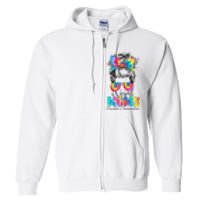 Weird Moms Build Character Tie Dye Messy Bun Mothers Day Full Zip Hoodie