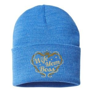 Wife Mom Boss Mother Mami Gift Sustainable Knit Beanie