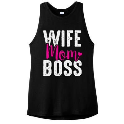 Wife Mom Boss Gift Ladies PosiCharge Tri-Blend Wicking Tank