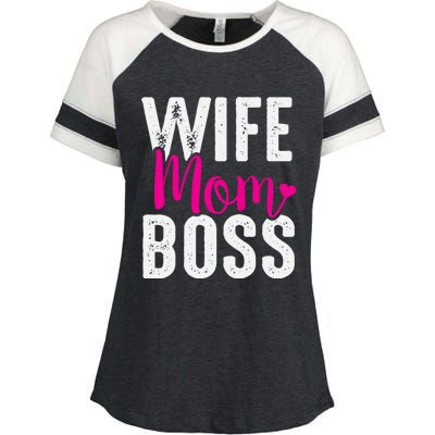 Wife Mom Boss Gift Enza Ladies Jersey Colorblock Tee