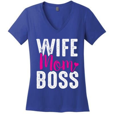 Wife Mom Boss Gift Women's V-Neck T-Shirt