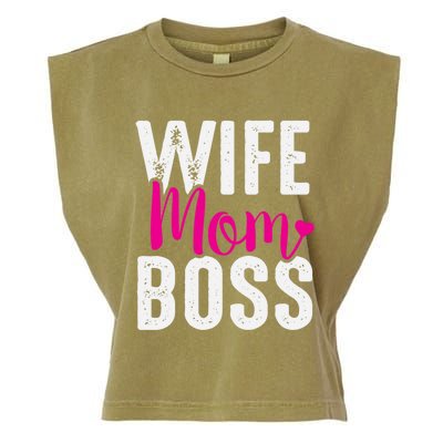 Wife Mom Boss Gift Garment-Dyed Women's Muscle Tee