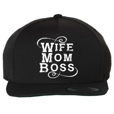 Wife Mom Boss Cool Gift Entrepreneur Mother Mompreneur Quote Slogan Gift Wool Snapback Cap