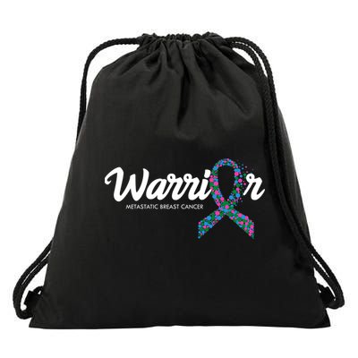 Warrior Metastatic Breast Cancer Awareness Drawstring Bag