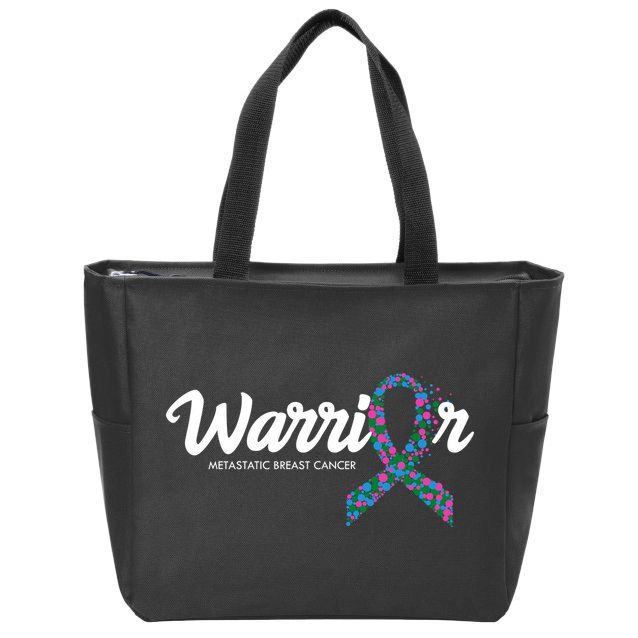 Warrior Metastatic Breast Cancer Awareness Zip Tote Bag