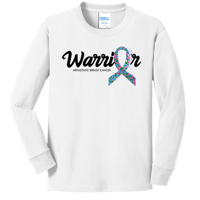 Warrior Metastatic Breast Cancer Awareness Kids Long Sleeve Shirt